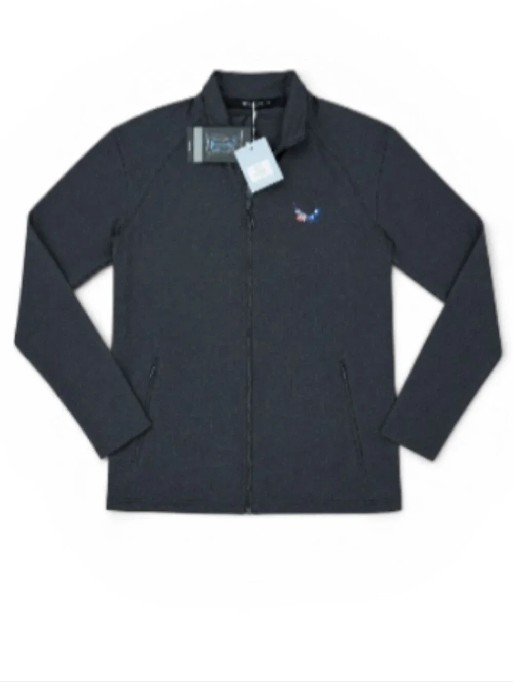 New charcoal Gray jacquard Knit Full Zip Activewear Runners Jacket  NWT Sz S